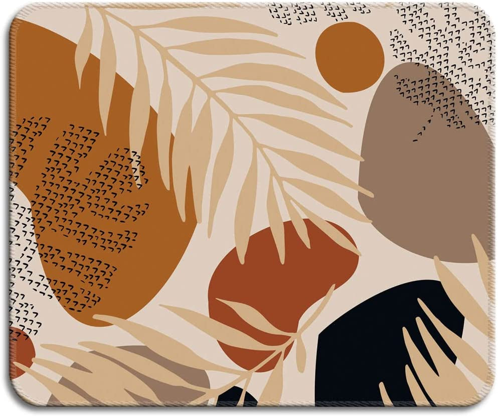 Mouse Pad with Stitched Edge, Premium-Textured Mouse Mat, Non-Slip Rubber Base Mousepad for Laptop, Computer & PC,9.5×7.9 Inches,Brown