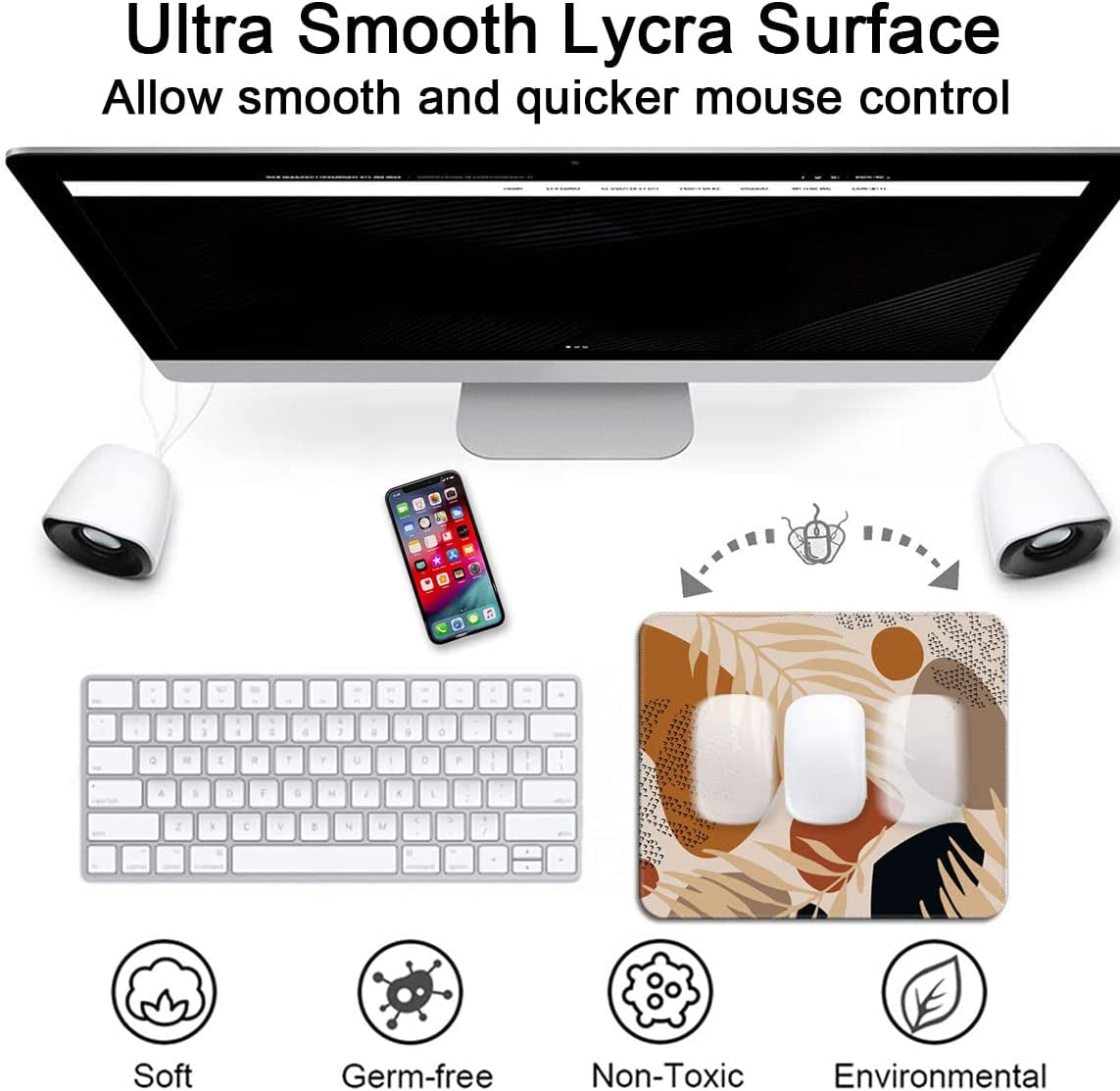 Mouse Pad with Stitched Edge, Premium-Textured Mouse Mat, Non-Slip Rubber Base Mousepad for Laptop, Computer & PC,9.5×7.9 Inches,Brown