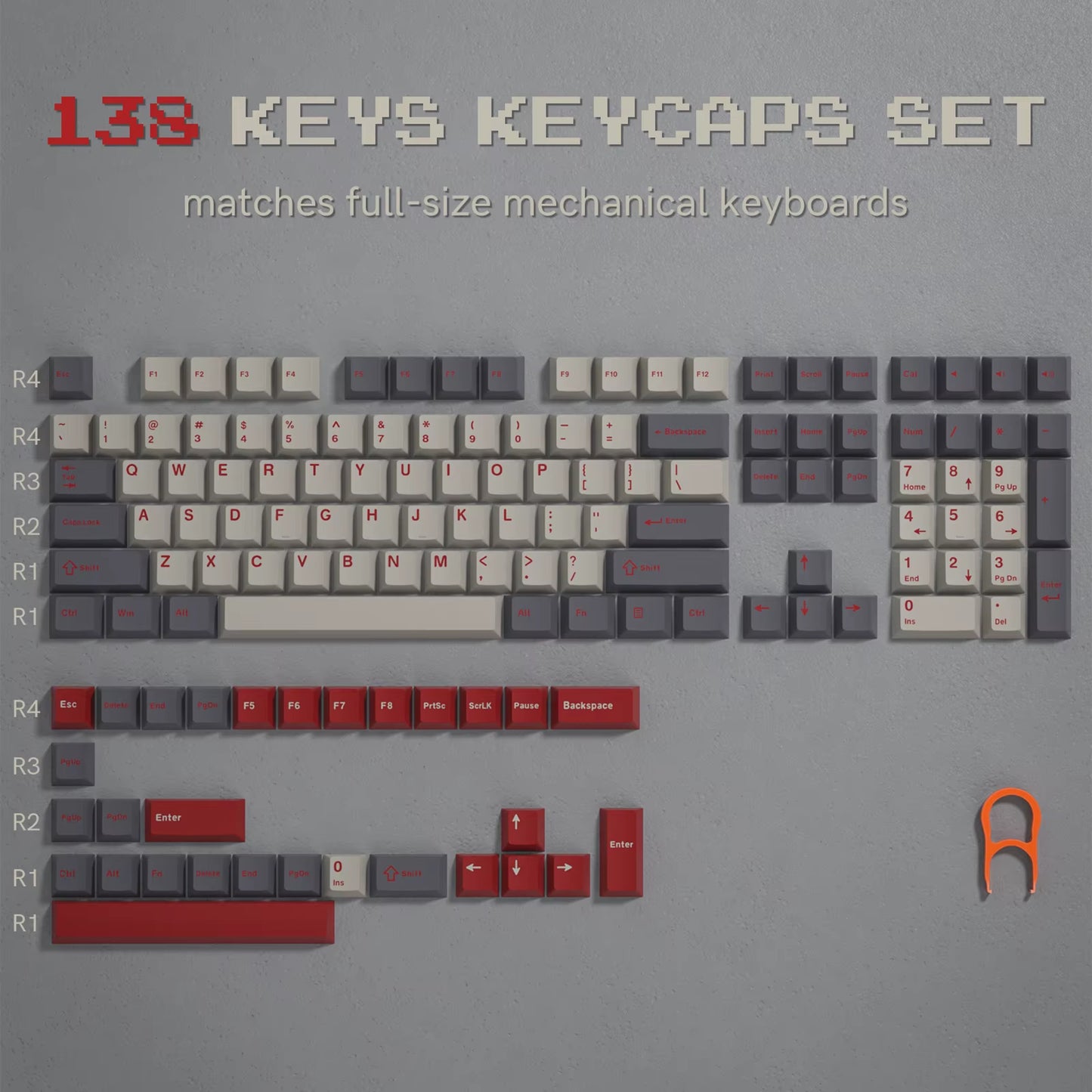 138 Keys Retro Brown Gray PBT Keycap Double Shot Cherry Profile Key Caps for Cherry MX Switches Mechanical Gamer Keyboard
