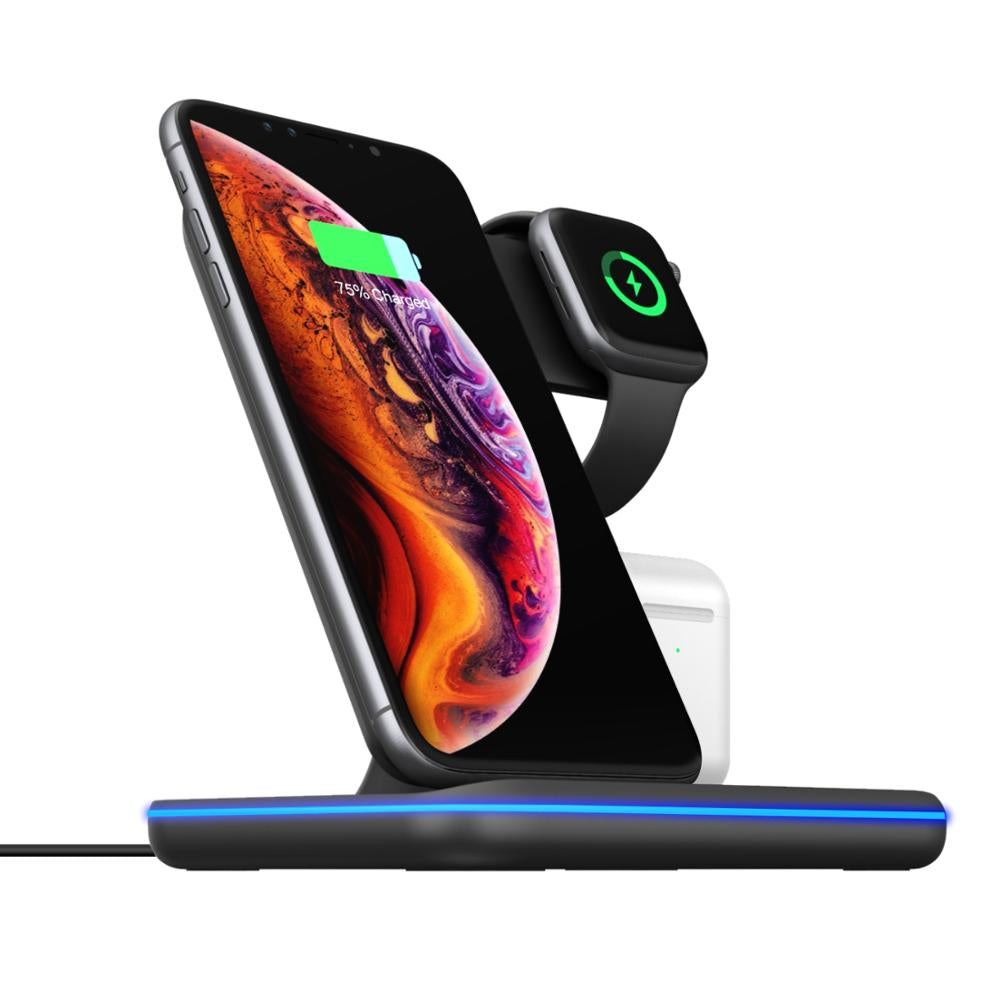 Compatible Mobile Phone Watch Earphone Wireless Charger 3 in 1 Wireless Charger Stand