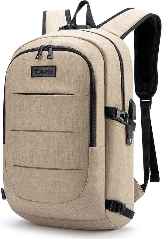 Laptop Backpack,Backpack for Men & Women,Slim Durable Water Resistant Anti-Theft Travel Backpack with USB Charging/Headphone Port and Lock 15.6 Inch Computer Backpacks Gift-Glod