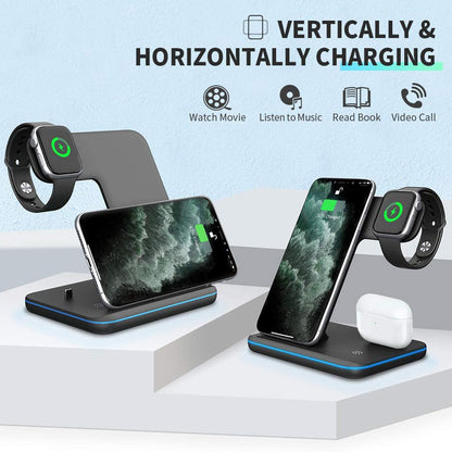 Compatible Mobile Phone Watch Earphone Wireless Charger 3 in 1 Wireless Charger Stand