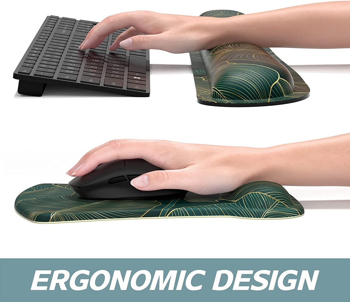 Mouse Pad Wrist Support Keyboard Wrist Rest Pad Ergonomic Mousepad Non-Slip Memory Foam Keyboard Pad Easy Typing Pain Relief Perfect for PC Laptop Gaming Office, Palm Texture