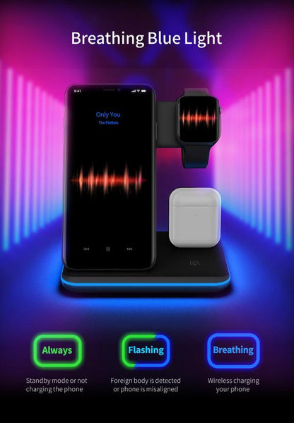 Compatible Mobile Phone Watch Earphone Wireless Charger 3 in 1 Wireless Charger Stand