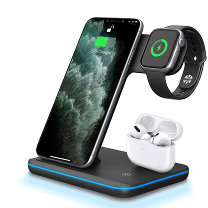 Compatible Mobile Phone Watch Earphone Wireless Charger 3 in 1 Wireless Charger Stand