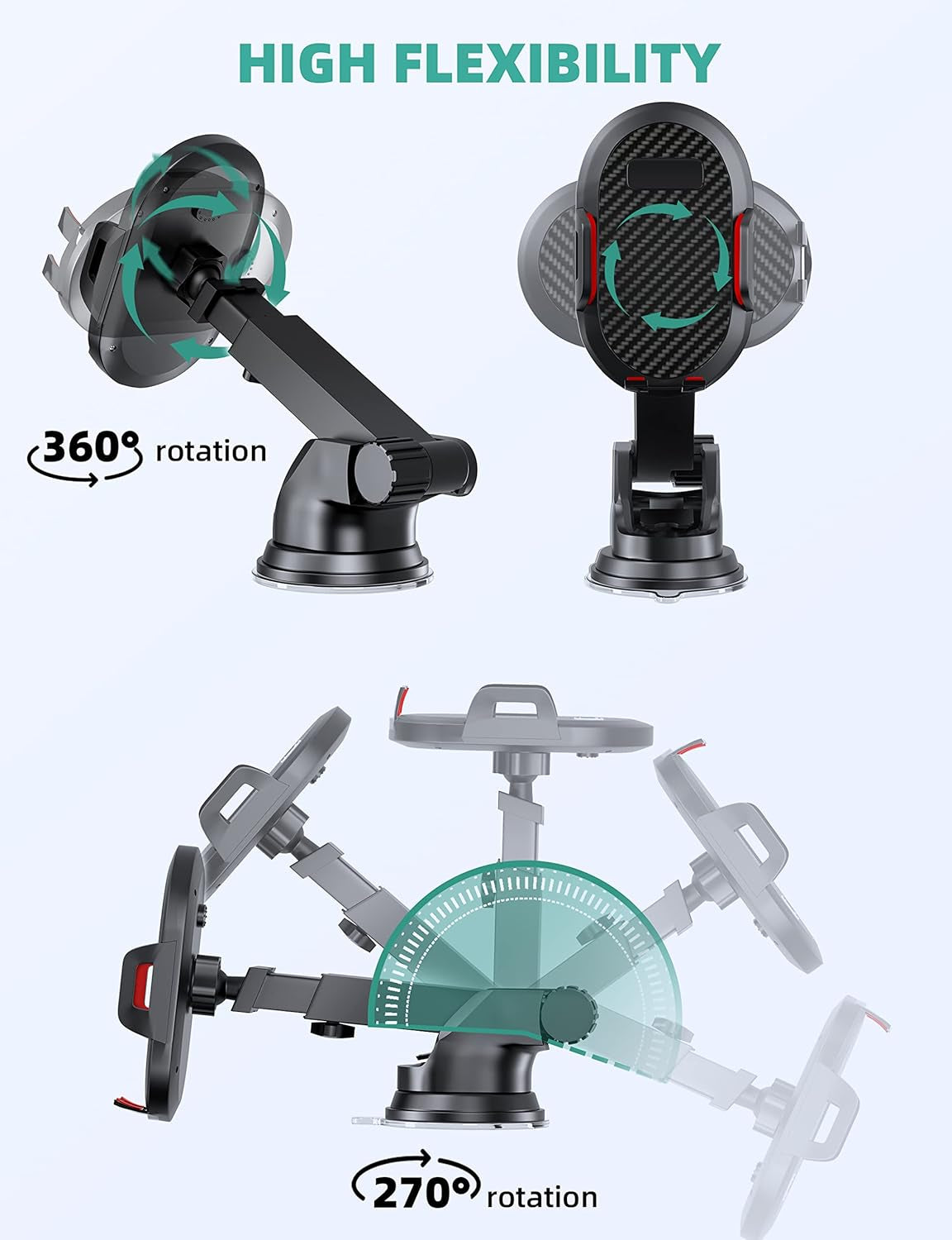 Phone Mount for Car,Car Phone Holder Mount,Phone Holder for Car, Cell Phone Holder for Car for Dashboard Windshield Air Vent,Compatible with Iphone, Samsung and Other Smartphone-Red