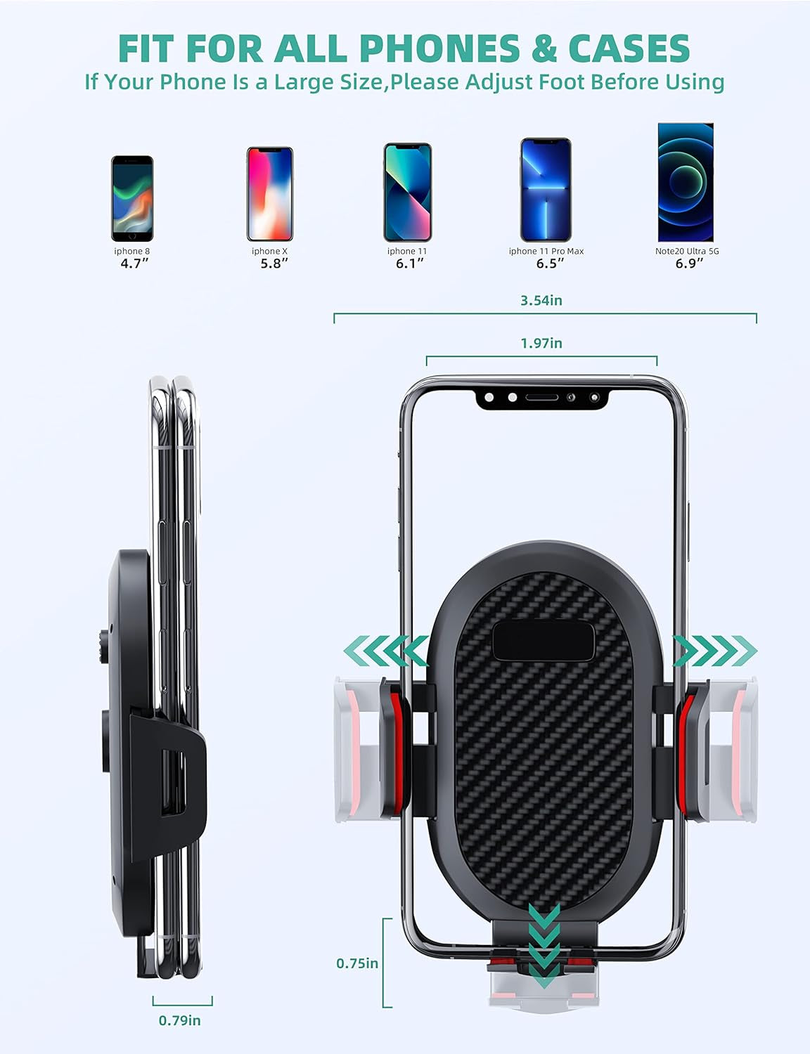 Phone Mount for Car,Car Phone Holder Mount,Phone Holder for Car, Cell Phone Holder for Car for Dashboard Windshield Air Vent,Compatible with Iphone, Samsung and Other Smartphone-Red