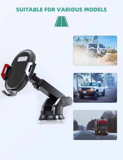 Phone Mount for Car,Car Phone Holder Mount,Phone Holder for Car, Cell Phone Holder for Car for Dashboard Windshield Air Vent,Compatible with Iphone, Samsung and Other Smartphone-Red